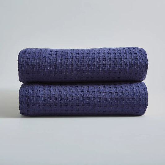 Cotton-Waffle-Throw-Royal Blue