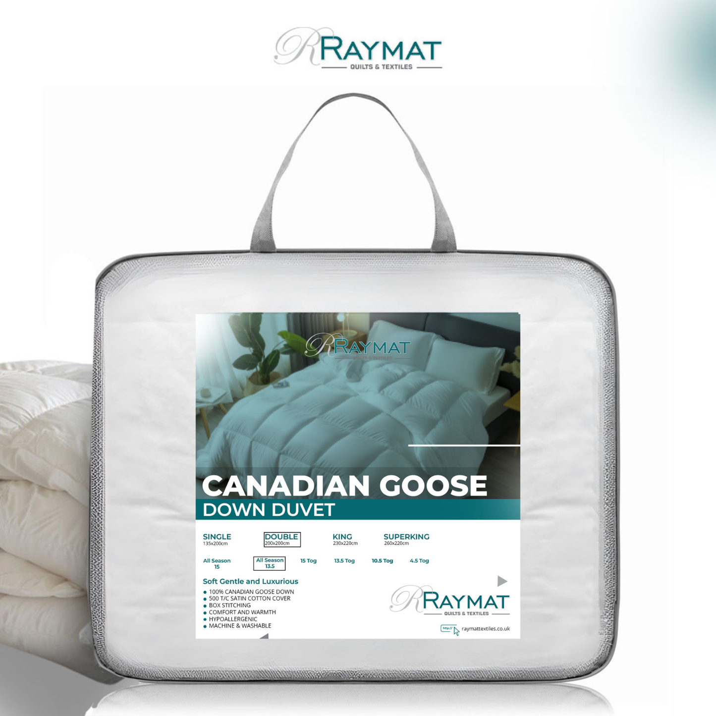 Raymat™ 100% Pure Luxury Canadian Goose Down Duvet - Double