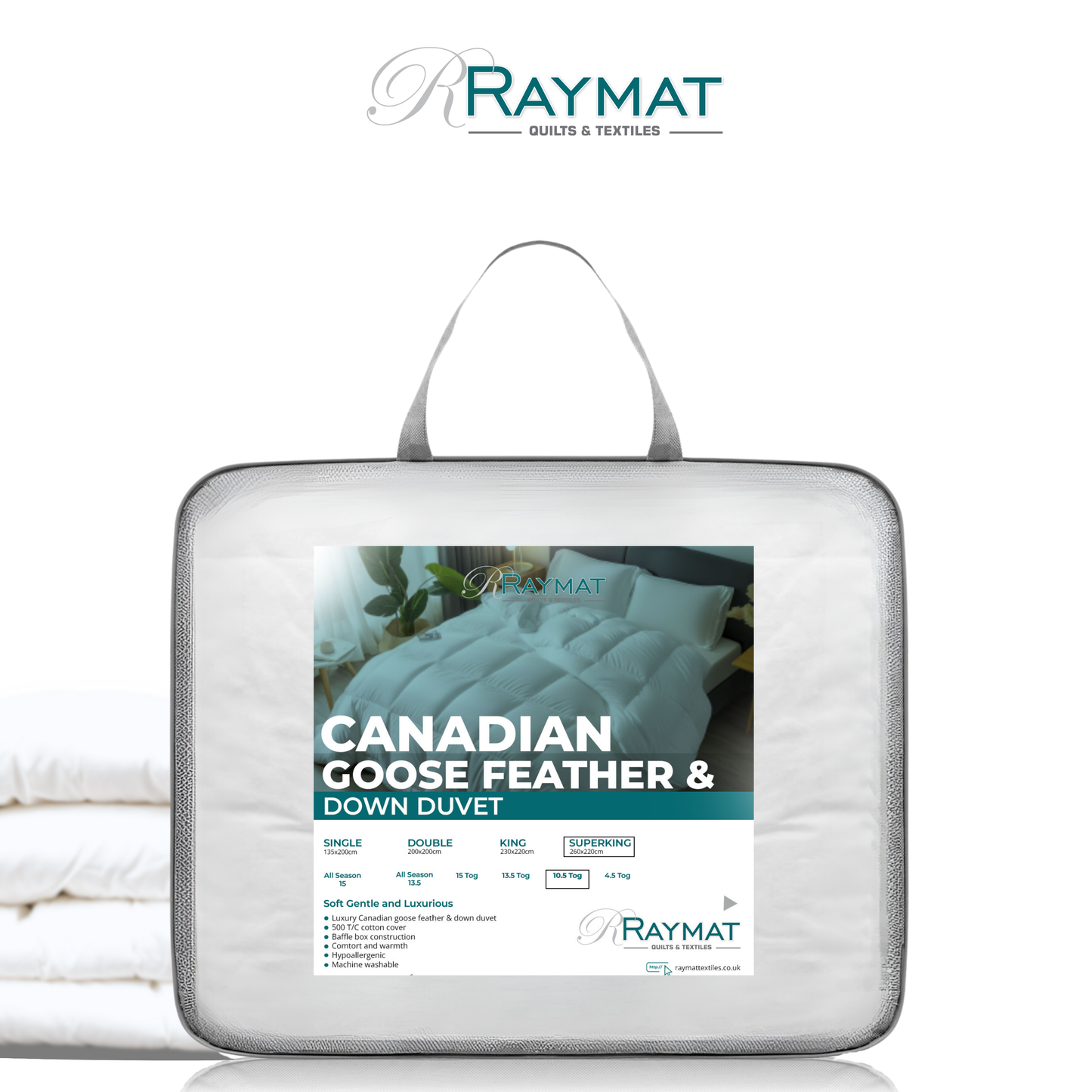 Raymat™ 100% Luxury Canadian Goose Feather & Down Duvet -Super King