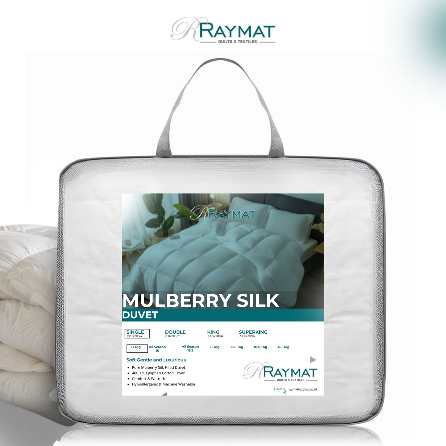 Raymat™ 100% Mulberry Silk Filled Duvet - Single