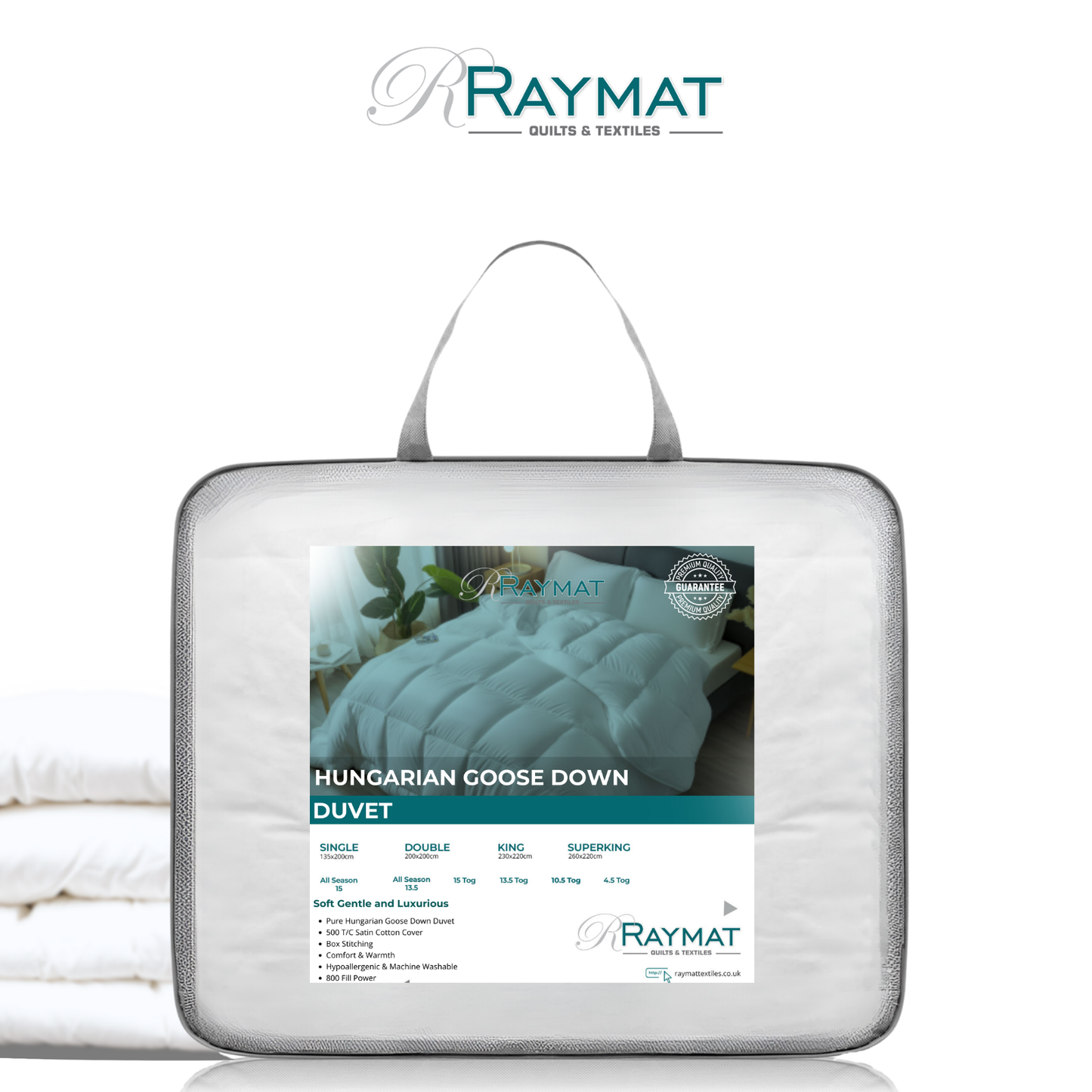 Raymat™ Premium Hungarian Goose Down Duvet - 3 Year Warranty