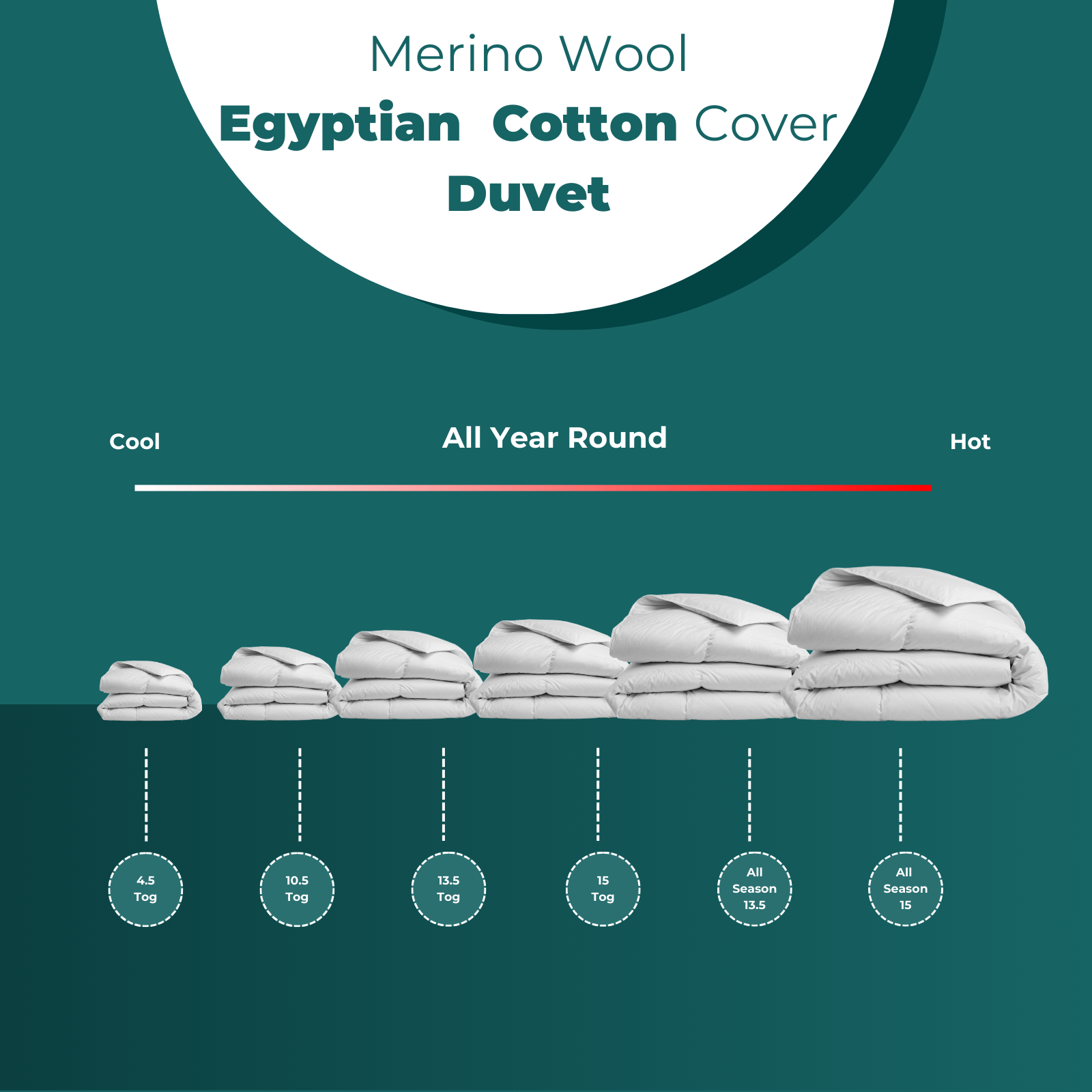 Natural Merino Wool Fiber 400T/C Egyptian Cotton Cover Duvet