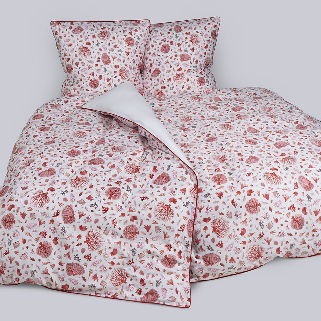 400TC 100% Organic Cotton Percale Duvet Cover Set Coral