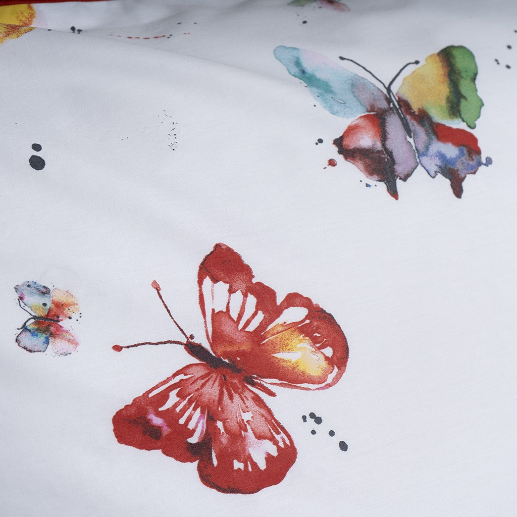 400TC 100% Organic Cotton Percale Duvet Cover Set Butterfly Print