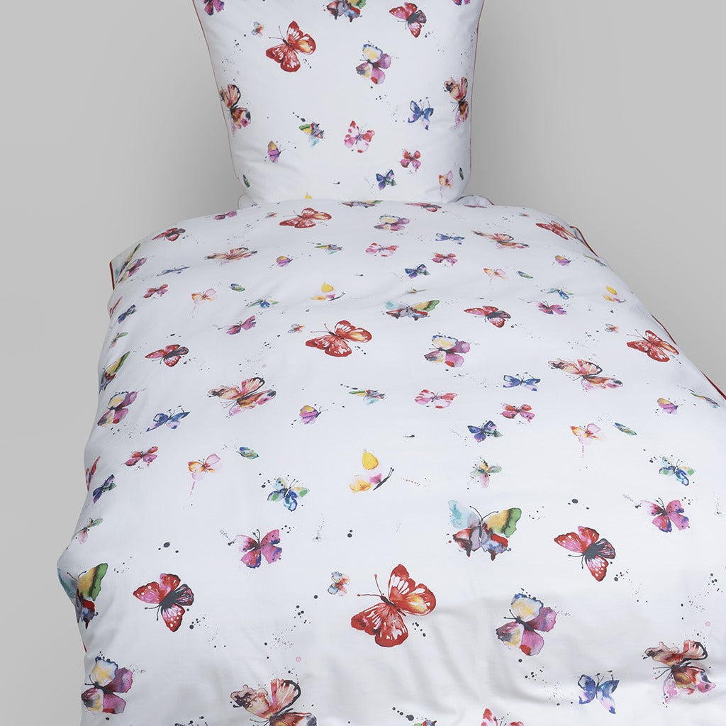 400TC 100% Organic Cotton Percale Duvet Cover Set Butterfly Print