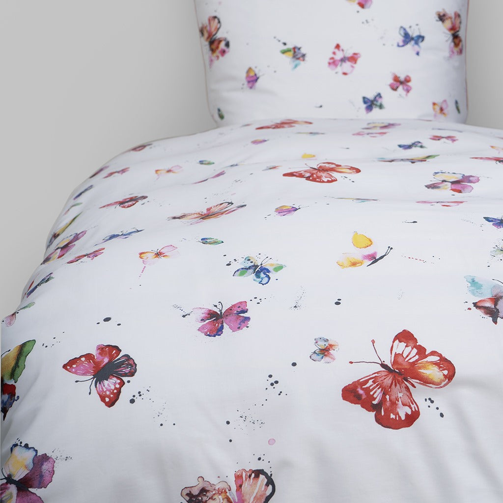 400TC 100% Organic Cotton Percale Duvet Cover Set Butterfly Print