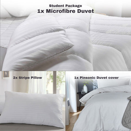 Student Bundle Pack of 3 - Duvet, Pillows & Duvet Cover Set